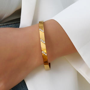 Nuevo 316 joyería de acero inoxidable para mujer brazalete de circón 18K PVD chapado en oro sieraden brazalete para mujer pulsera joyería para fiesta - Product Image 3