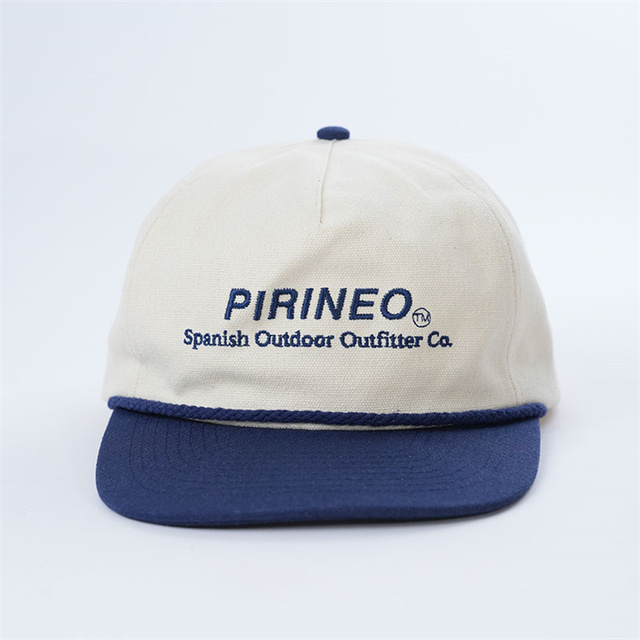 Custom Canvas Unstructured Snapback Caps ,Different Tone 5 Panel Little Curve Brim Style Dad Hats