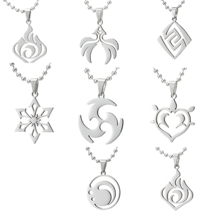 Collana Trendy Genshin Impact con Perline in Acciaio Inossidabile, Ciondolo a Tema Occhio di Dio, Accessorio del Gioco, Elementi Fuoco, Roccia, Erba, Ghiaccio, Vento, Acqua, Tuono - Product Image 1