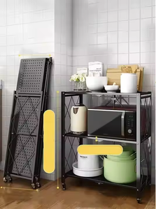 Giá để đồ 5 tầng gấp gọn bằng kim loại có bánh xe khóa được - Product Image 4