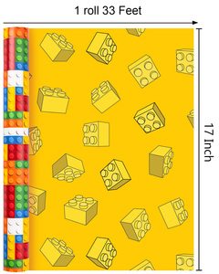 Colorful <b>building</b> <b>block</b> pattern gift wrapping paper double sided printed children gift wrapping paper customizable - Product Image 6
