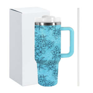 Vaso Térmico de Acero Inoxidable de Doble Pared RTS USA de 40 oz H2.0, Taza de Viaje con Recubrimiento en Polvo y Patrón Azul, Aislamiento Térmico para Bebidas Frías y Calientes - Product Image 1