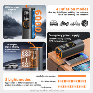 Pompe à air portable de haute qualité 12V 150Psi avec moniteur de pression des pneus, matériau ABS, jauge numérique, compresseur d'air, batterie externe pour pneus - Product Image 2