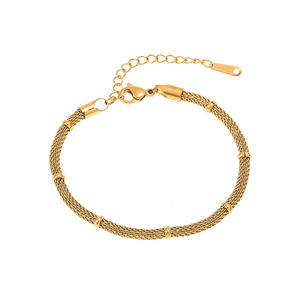 MW 간단한 패션 골드 도금 여성 보석 세트 비 변색 스테인레스 스틸 메쉬 체인 옥수수 체인 목걸이 팔찌 선물 - Product Image 6