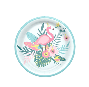 Ensemble de fournitures de fête d'<span class=keywords><strong>anniversaire</strong></span> <span class=keywords><strong>flamant</strong></span> <span class=keywords><strong>rose</strong></span> comprenant des assiettes en papier de 7/9 pouces et des articles décoratifs pour un événement de célébration d'été tropical - Product Image 6