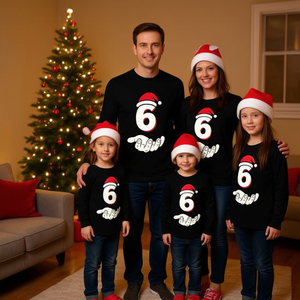 Six Seven 67 Meme Christmas T-shirt a maniche lunghe coordinata con abbigliamento natalizio per la famiglia - Product Image 3