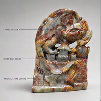 Figurine de dragon sculptée à la main en pierre savonneuse, statue décorative Feng Shui pour la richesse, pour la maison, le bureau, la bibliothèque, collection de cadeaux de culture chinoise