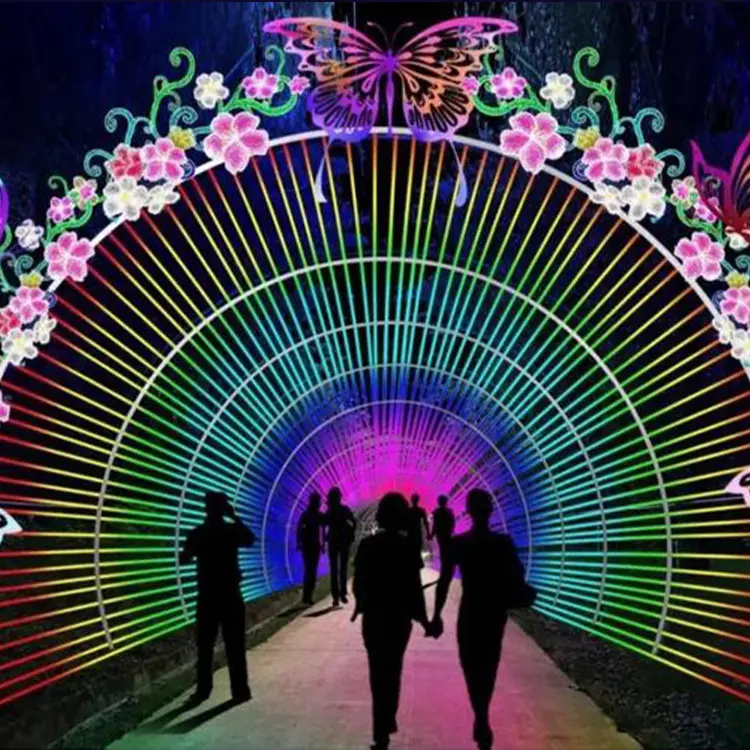 Led Lighted Heart Shape Corridor hot selling For Wedding Outdoor Decoration 2d Pink Heart Shape Arch Motif Light