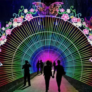Led beleuchteter herzförmiger Korridor für Hochzeit Outdoor-Dekoration 2d rosa herzförmige Lichtbögen-Motiv