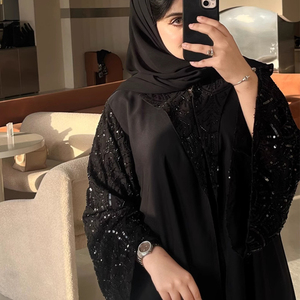 ชุดอาบายะห์ลูกปัดทำมือใหม่ C-194 หรูหรา สีดำ สำหรับรอมฎอน ชุดราตรีมุสลิม ชุดเดรสยาวสำหรับผู้หญิง - Product Image 4