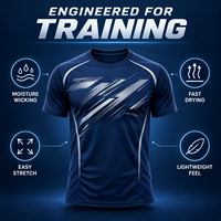 T-shirt de sport pour homme à manches courtes, respirant, séchage rapide, pour la gym, la course à pied et l'entraînement, bleu marine