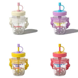 Tazza Estiva Creativa in Plastica per Acqua e Caffè per Ragazze, Portatile, Colori Macaron per Bambini e Studenti con Cannucce - Product Image 5