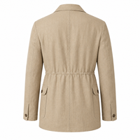 Veste de chasse pour homme 100% lin toile respirante coupe-vent tendance rétro multi-poches avec logo frontal et cordon de serrage intérieur