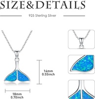Directorio de Fabricantes de Alibaba, Collar de Plata de Ley 925 con Cola de Ballena, Collar con Colgante de Cola de Ballena de Ópalo, Collar con Cola de Pez