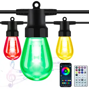 New smart APP mobile phone control light string indoor with remote control S14 magic camping light string 40ft fall proof