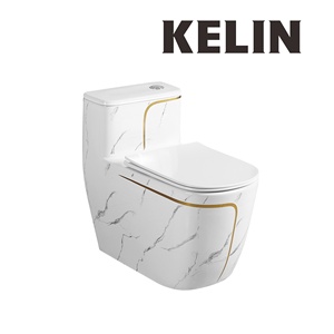 Dòng vàng trắng mô hình đá cẩm thạch siphonic một mảnh nhà vệ sinh bể nước Thấp Lớn chỗ ngồi hiện đại Thiết kế vòng nhà vệ sinh bát - Product Image 5