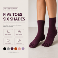 Chaussettes de yoga à cinq doigts antidérapantes pour l'intérieur, chaussettes de Pilates avec bande de soutien de la voûte plantaire pour femmes, vente en gros