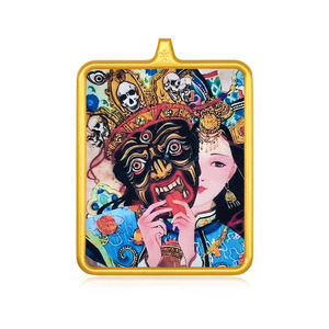 สีเขียวความสุขทิเบต Thangka สแตนเลสชุบทอง Zaki Lam สร้อยคอเครื่องรางเทพเจ้าสีเหลืองมั่งคั่ง Samantabhadra bodisattva ห้า - Product Image 5