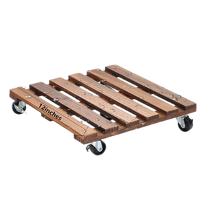 Support pour plantes avec roulettes, chariot à plantes en bois robuste avec rotation à 360° °   Roulettes pour grands pots de plantes, pots de fleurs, patio - Product Image 2