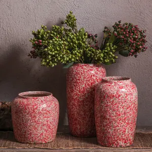 家の装飾のための現代北欧の中国の素朴なスタイルの伝統的なエレガントな花磁器セラミック花瓶