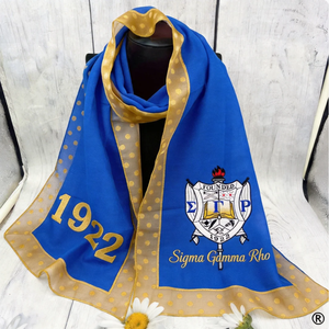 Écharpe longue en polyester bleue et blanche avec lettres grecques ZPB 1920, inspirée de la sororité Delta <span class=keywords><strong>Sigm</strong></span> Theta, cadeau personnalisé - Product Image 4