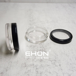 Wholesale ABS Clear Base Black Lid Round <b>Eye</b> <b>Shadow</b> & Blush Cosmetic Jar with Varnishing for Loose Powder - Product Image 2