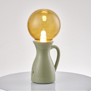 Creative Ceramic Table Lamp With Amber Glass Globe E27 LED Bulb Push Button Switch 220V Bedroom <b>Night</b> <b>Light</b> Decorative Ambient - Product Image 1