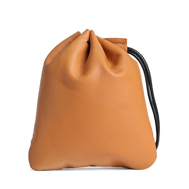 Luxury Genuine Leather Coin Pouch Coin Holder Jewelry Pouch Storage Soft Drawstring Bag