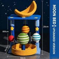 Arbre à chat moderne et stable à 3 niveaux – Poteaux à gratter en bois et sisal inodores, design ciel étoilé, perchoir confortable, emballage carton, pour intérieur