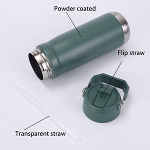 Bouteille d'eau isotherme personnalisée en acier inoxydable pour sport en extérieur, 22 oz et 18 oz, avec couvercle à paille et poignée portable - Product Image 2