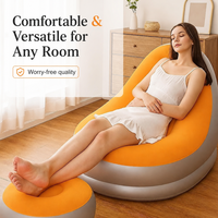 Canapé gonflable floqué personnalisé avec logo, fauteuil gonflable portable avec ottoman pour salon et camping en extérieur