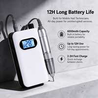 Machine à ongles portable rechargeable avec moteur à balais en carbone 0-40000 tr/min, outil électrique de manucure et pédicure