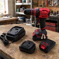 Perceuse sans fil à vitesse variable 18V 1600 tr/min avec moteur sans balais 60 N.m, mandrin auto-serrant, kit perceuse électrique et perceuse à batterie