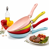 Set Wajan Mini Warna-warni 12/14/16cm Anti Lengket dengan Dasar Induksi Mudah Dibersihkan, Wajan Omelet Kecil
