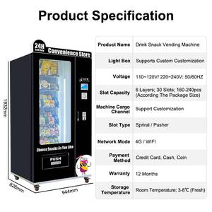 Máquina Expendedora Automática Combinada de Alta Calidad XYZ Factory, Servicio 24 Horas, para Bebidas y Snacks, con Aceptador de Monedas - Product Image 3