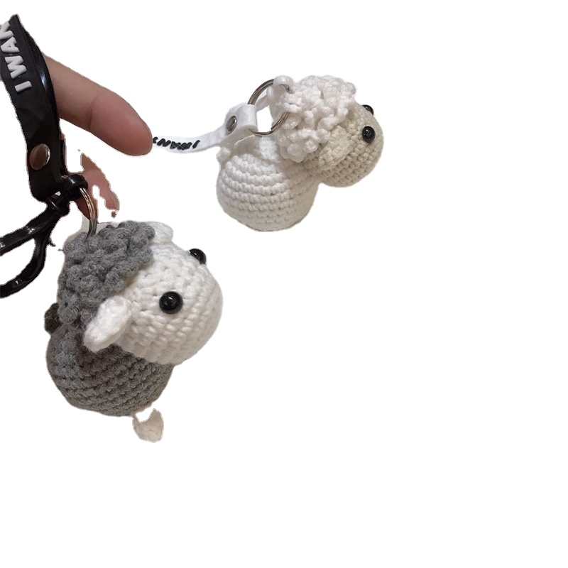 Натуральная вязаная кроше маленькая овечка 100%, ручная работа, Вязаная Мягкая овечка амигуруми, вязаный крючком брелок с животными