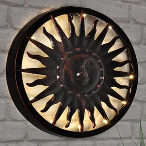 Lampe murale solaire en fer forgé, décoration circulaire avec rétroéclairage, décoration pour la maison - Product Image 1