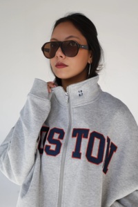 Felpa Traspirante Stile Varsity con Collo Alto, Tessuto in Spugna, Lettere Ricamate sul Davanti <span class=keywords><strong>per</strong></span> <span class=keywords><strong>Donna</strong></span> - Product Image 2