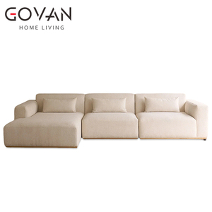 Juego de Sofás en Forma de L de la Serie Nórdica con Relleno de Esponja y Cubierta de Tela Diseñado para Salas de Estar, Hoteles y Salones - Product Image 1