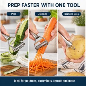 2 Pcs Stainless Steel Multifunctional Vegetable Potato <b>Peeler</b> <b>Julienne</b> <b>Peeler</b> - Product Image 3