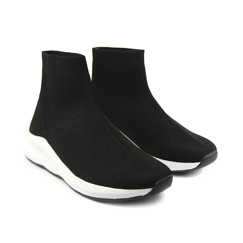 Alta negro de la malla niñas de moda Zapatillas de deporte de los niños zapatos casuales zapatos