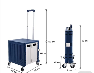 Carrito <span class=keywords><strong>de</strong></span> Compras Plegable <span class=keywords><strong>de</strong></span> Plástico Resistente para Supermercado, 2 Ruedas, Personalizable, OEM, Contenedor con Ruedas, Capacidad <span class=keywords><strong>de</strong></span> 100 kg, Carrito Plegable Telescópico - Product Image 3