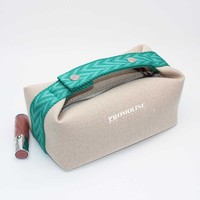 Sac de maquillage de toilette en toile de couleur personnalisée, écologique, organiseur de voyage avec logo, grande capacité, portable, pochette de rangement de beauté pour femmes