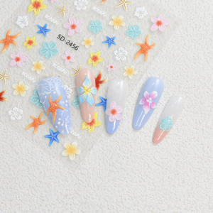 Qianya 2025 gran oferta 5D en relieve 3D Estilo Hawaiano pétalos de lirio Plumeria pegatinas de <span class=keywords><strong>uñas</strong></span> DIY hechas de plástico - Product Image 2