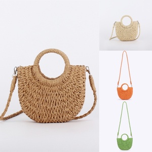 Personalized Boho Style Women's <b>Light</b> Weight Knitted Tote Bag Customizable Handbag with <b>Shell</b> Shape Made From Natural Straw - Product Image 3