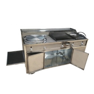 Hand Push Mobile Italian Pizza Making Car/Stainless Steel Teppanyaki <strong>Fast</strong> <strong>Cart</strong>/Chicken Leg Fryer Snack <strong>Food</strong> Roasting Trolley - Product Image 1