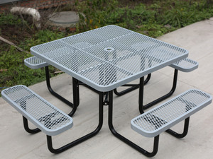 Muebles de Exterior, <span class=keywords><strong>Mesa</strong></span> de Picnic de Acero Extra Grande <span class=keywords><strong>para</strong></span> Campamento, <span class=keywords><strong>con</strong></span> Banco, <span class=keywords><strong>Mesa</strong></span> y Silla de Comedor de Metal <span class=keywords><strong>para</strong></span> Restaurante al Aire Libre - Product Image 5