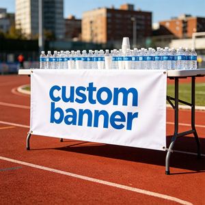 Bannière en maille polyester personnalisée par sublimation, légère, portable, imperméable, couleur intégrale, à suspendre pour toile de fond de photomaton - Product Image 1