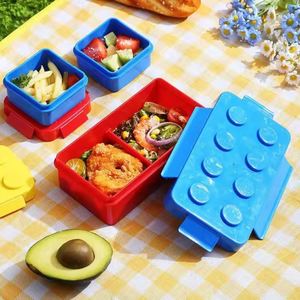 Bpa-Free Fun & Creative Building Block Design Plastic Lidded <b>Lunch</b> <b>Box</b> Kids Pp Lid for <b>School</b> - Product Image 2