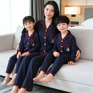 Vrouwen Katoenen Pyjama Set Familie Pijamas Vest Met Kraag Homewear Kinderen Vader Moeder Zachte Nachtkleding Comfort Loungewear 2 Stuks - Product Image 1